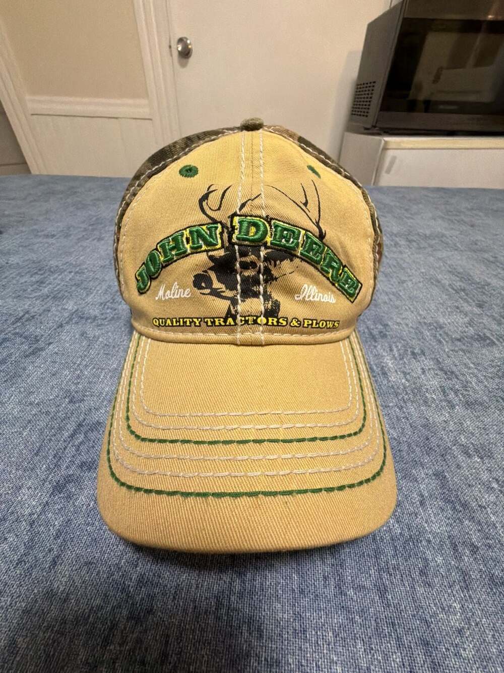 John Deere Moline Illinois Quality Tractors Plows Camo Adjustable Baseball Cap